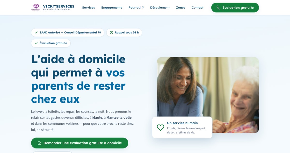 Page d’accueil du site Vicky’Services