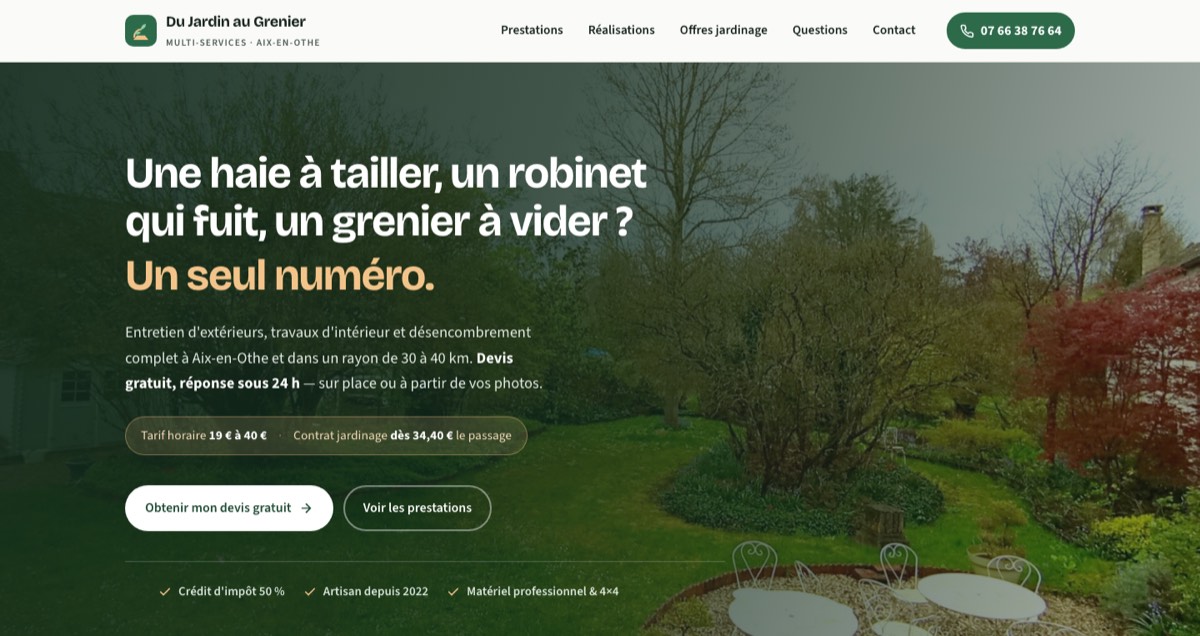 Page d’accueil du site Du Jardin au Grenier