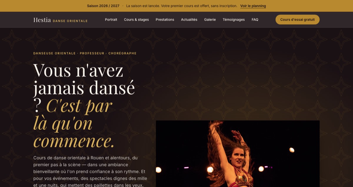 Page d’accueil du site Hestia Danse