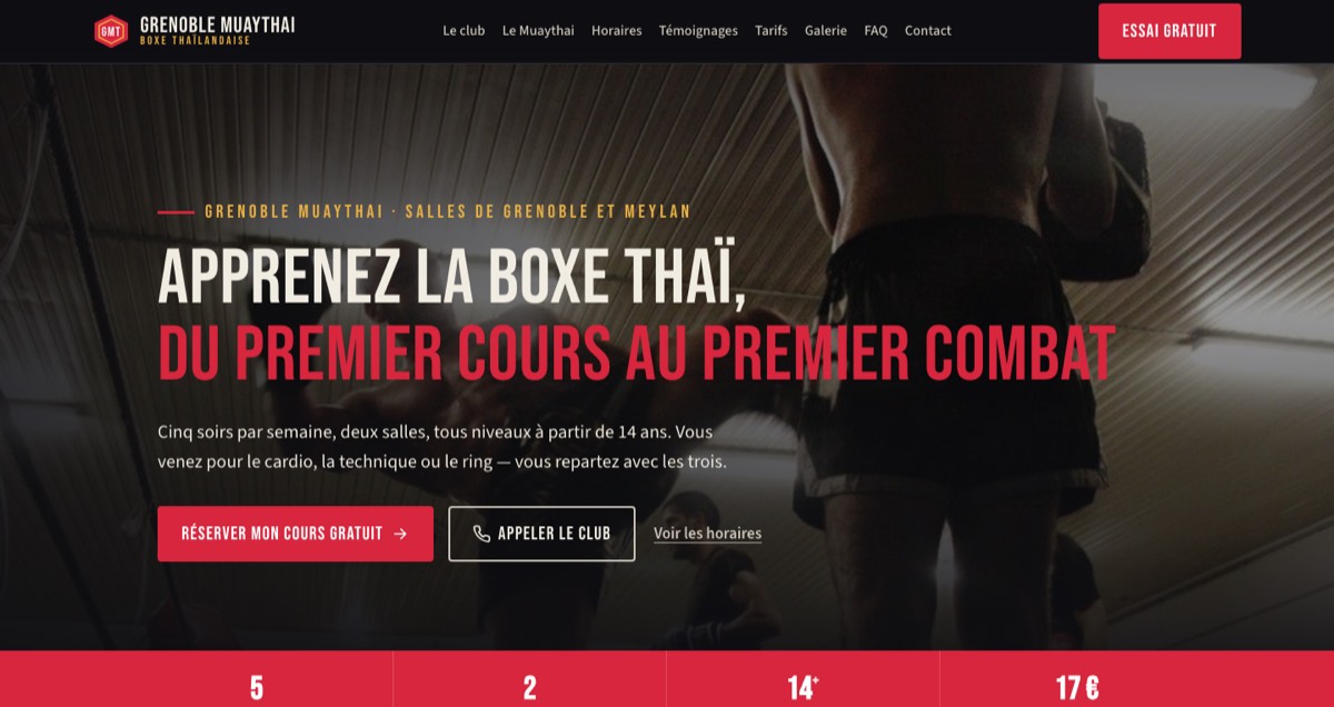 Page d’accueil du site Grenoble Muaythai