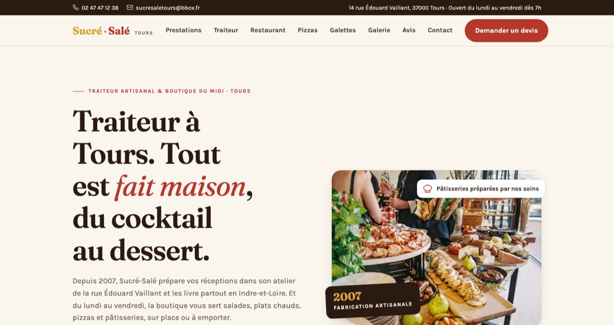 Page d’accueil du site Sucré-Salé